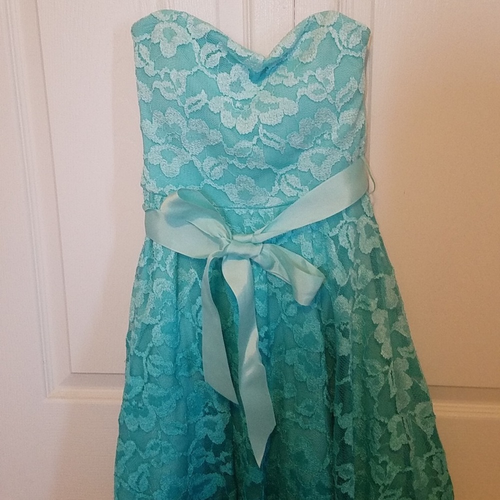 Blue Lace Homecoming Dress